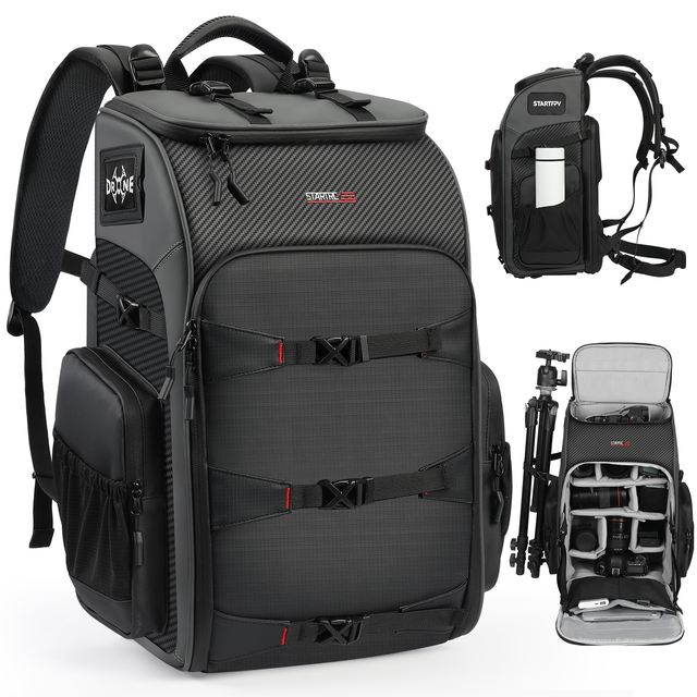 STARTRC 40L Professional FPV Drone Backpack - Large Capacity Waterproof PU Leather Carrying Bag with Custom Padding