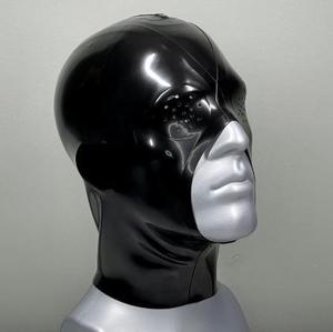 LaTeX Couvre-chef ouvert à grande bouche Yeux en nid d'abeille Capuche sexy en latex pour hommes Jeu de rôle Fête Halloween Visage - Product Image 1