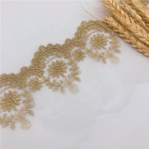 Pizzo solubile in acqua filo d'oro 3D Off-the-Shelf garza ricamo abiti accessori <span class=keywords><strong>per</strong></span> <span class=keywords><strong>scarpe</strong></span> da sposa borse elegante pizzo d'oro - Product Image 3