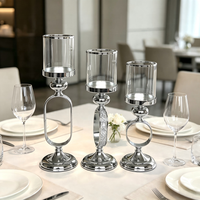 Porte-bougie Hurricane, élégant chandelier à tige haute, bougie pilier en option, taille et finition personnalisables pour table de mariage et décoration intérieure