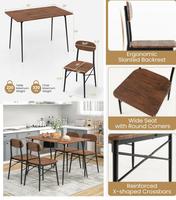 Table de cuisine rectangulaire en promotion avec 4 chaises à dossier et pieds en métal – Ensemble table et chaises de salle à manger