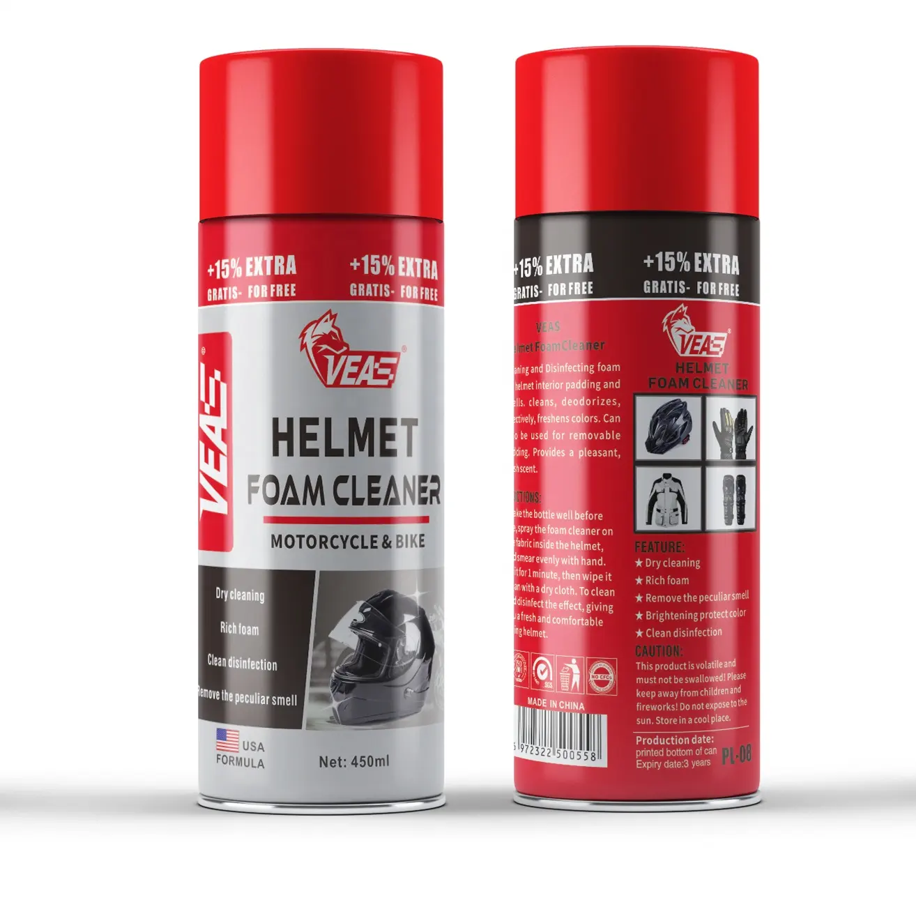 VEAS Hot Sale Helm reiniger Rich Foam Helm reiniger Spray chemische Reinigung