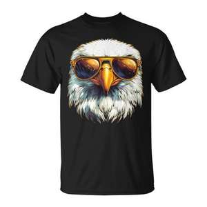 Camiseta gráfica Eagle Sunglasses unisex para adultos, talla mediana, cuello redondo de algodón negro - Product Image 1