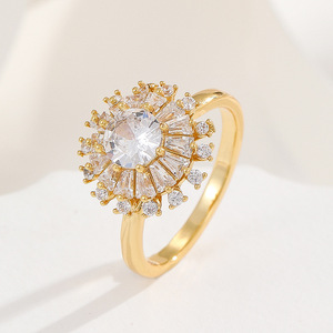 Sunflower Crystal Zircon Anti Stress <strong>Anxiety</strong> <strong>Ring</strong> Fidget <strong>Spinner</strong> <strong>Rings</strong> Adjustable Rotating <strong>Rings</strong> for Women Anillos Mujer - Product Image 5
