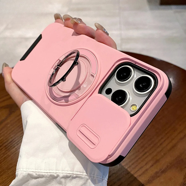 Rotation Stand Slide Camera Protector Magnetic Phone Case for IPhone 17 16 15 14 13 12 11 Pro Max Air Dual Protector Armor Cover