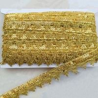 Ruban en dentelle métallique dorée triangulaire de 3 cm de large pour accessoires de vêtements DIY, garnitures de bordure rembourrées, textiles de maison