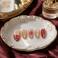 Y12 Kaixin 10PCS Premium Press on Nails Art Sets Homemade Gold French Acrylic Artificial Fingernail Almond Shape Short Length