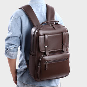 Sac à dos pour ordinateur portable en <span class=keywords><strong>cuir</strong></span> PU imperméable de haute qualité pour hommes, sac d'école simple pour étudiants - Product Image 2