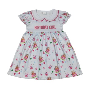 ชุดเดรสเด็กผู้หญิงลายดอกไม้พิมพ์ลายสำหรับงานวันเกิดฤดูร้อนน่ารัก แต่งระบายผ้าฝ้ายผสมสแปนเด็กซ์ ขายส่งจากร้านบูติก RTS ODM - Product Image 1