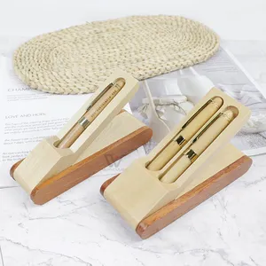 2024 Eco Friendly Promotional Wooden Pen Custom Logo Printing Gift Set Box Wooden Ballpoint Pen