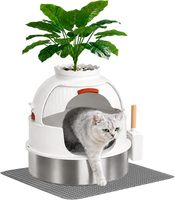 Enclos pour bac à litière en acier inoxydable OEM avec plante artificielle, bac à litière décoratif extra large pour chat, meuble
