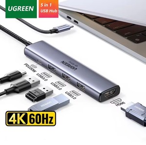 UGREEN Hub <span class=keywords><strong>USB</strong></span> C 5 en 1, Adaptador <span class=keywords><strong>USB</strong></span> C <span class=keywords><strong>a</strong></span> <span class=keywords><strong>HDMI</strong></span>, 3 Puertos <span class=keywords><strong>USB</strong></span> <span class=keywords><strong>3.0</strong></span> y Puerto de Datos Tipo C de 5Gbps, Puerto <span class=keywords><strong>HDMI</strong></span> 4K, Carga PD de 100W para PC - Product Image 1