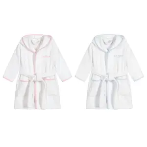 Toalha branca para bebês, camisola de pano grosso para crianças, robe para meninos