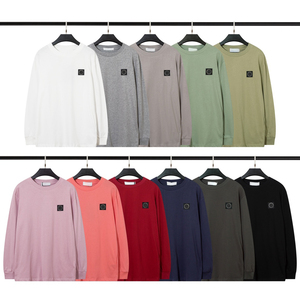Pull décontracté ample à col rond pour homme, 100% coton, couleur unie, style vintage, avec patch brodé - Product Image 6