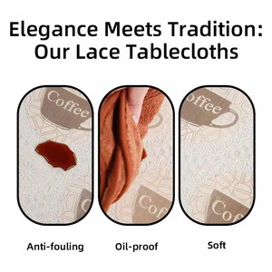 Boen nhà & văn phòng hình chữ nhật ăn tablecover tinh tế PVC Trắng Hoa Ren Khăn trải bàn cho các sự kiện đám cưới & Dã Ngoại - Product Image 4
