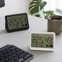 Jam Alarm Elektronik Digital Anak-Anak, Tipis, Plastik, Termometer Dalam Ruangan, Pemantau Suhu, Pengukur Kelembapan, Higrometer