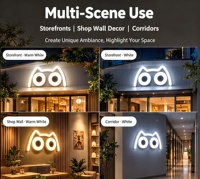 Boîte lumineuse LED créative pour vitrine extérieure, étanche, en forme d'oreille de chat ou en forme de M, type œil d'arbre ou œil d'ange