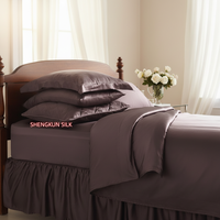 Ensemble de housse de couette 4 pièces 100% soie 300TC tissé uni toutes saisons pour lit de mariage