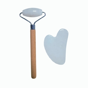 ลูกกลิ้งนวดหน้าแบบพกพาและทนทาน ชุดกัวซาและลูกกลิ้งลดบวม - Product Image 1