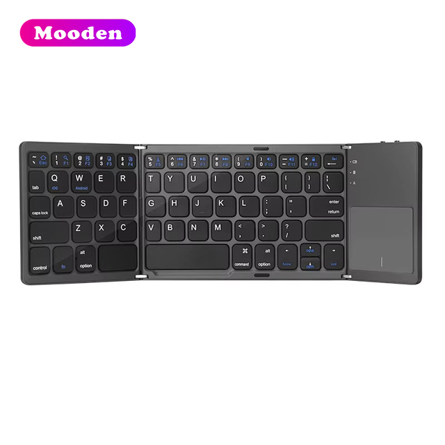 B033 Mechanical Tri-Fold BT Keyboard with Touchpad Portable Foldable Wireless IOS Android for Tablet Phone Laptop