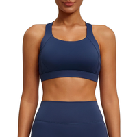 Soutien-gorge de sport respirant, sans coutures, léger, uni, en Spandex/Nylon, à maintien élevé, antibactérien, séchage rapide, avec bretelles croisées