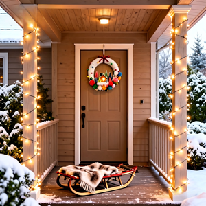 Tùy Chỉnh Màu Hồng Giáng Sinh Vòng Hoa Với Nhà Thu Nhỏ Và Cây Cho Tự Làm Treo Đảng Kỳ Nghỉ Trang Trí - Product Image 4