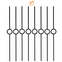 LD Metal Satin Black 1/2 "Broches métalliques creuses carrées à un cercle pour la décoration d'escaliers intérieurs Broches de fer robustes pour escaliers