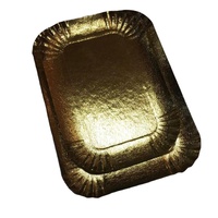 Récipient de fête d'anniversaire de qualité alimentaire, plat biodégradable, assiette dorée jetable en carton