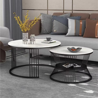 Ensemble table basse et tables d'appoint en acier inoxydable Table basse minimaliste