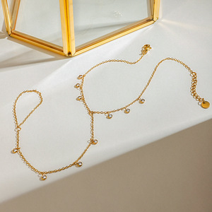 Chaîne de cheville et bagues d'orteil en acier inoxydable plaqué <span class=keywords><strong>or</strong></span> 18 carats pour femmes, bijoux étanches et inaltérables, vente en gros TGJL939 - Product Image 1