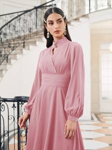 Robes pour femmes 2022 OEM, échantillon gratuit, SXY, col choker, manches longues, taille naturelle, écologiques - Product Image 4
