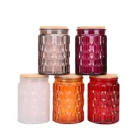 Benutzer definierte Glas kerzen becher versiegeltes Glas DIY Duft kerzenhalter Glasmalerei leeres Kerzen glas mit Holzdeckel