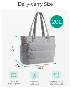 Lightweight Puffy Work Handbag Teacher Nurse Quilted Shoulder Shopping Bag for School Travel Gym - Product Image 5