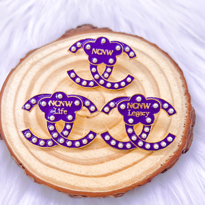 Luxe Designer Accent Paars Geëmailleerde Nationale Raad Van Neger Vrouwen Geïnspireerd Ncnw Life Ncnw Erfenis Parel Reversspeld Broche - Product Image 2