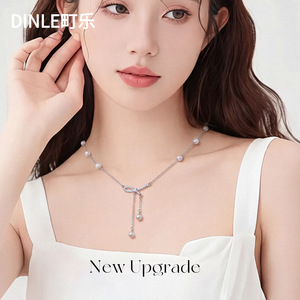 Dinle Pearl Tassel <b>Bow</b> Necklace AAA Grade Daily Wear - Product Image 1