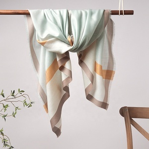 Thoải mái và ánh sáng dẻo dai chất lượng cao Dải kẻ sọc ấm mùa đông len khăn Pashmina khăn choàng khăn phụ nữ Cashmere tùy chỉnh chiếc khăn - Product Image 5