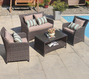 Factory Price Rattan Wicker Patio Mobiliário Clássico Sofá ao ar livre Jardim Cadeira de jantar <span class=keywords><strong>Set</strong></span> Impermeável Modular Sofá com Almofada - Product Image 3