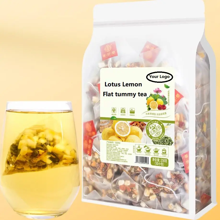 Bolsas de té de hierbas con etiqueta privada OEM, Té plano de barriga, loto, limón, perder peso