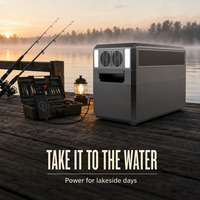 Station d'alimentation portable 2300W LiFePO4 2304Wh à onde sinusoïdale pure, alimentée par énergie solaire MPPT, sortie AC 220V pour microphone et haut-parleur de diffusion en direct