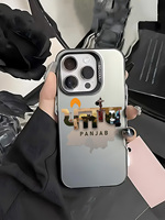 Coque en TPU mat à motif typographique Paysage Culturel du Punjab, Housse de téléphone souple antichoc pour iPhone 17 16 15 14 13 Pro Max