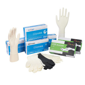 Gants d'examen jetables en latex sans poudre, épaisseur 5 MIL, longueur 24 CM, bord coupé, manchette lisse, usage général, fabriqués en Malaisie - Product Image 1