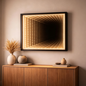 Espejo Infinito LED Decorativo de Pared, Túnel de Luz 3D, Blanco Cálido 3000K, Montaje Fijo Interior - Product Image 1
