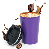 Tumbler Kopi Dinding Ganda Stainless Steel Custom untuk Kantor, Terisolasi, Dilengkapi Gagang dan Tutup Anti Tumpah