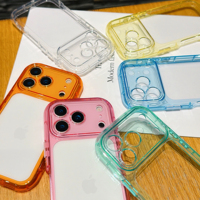 Coque de téléphone transparente style Puff avec bordure à bulles surélevée, découpes précises pour l'appareil photo, protection transparente, accessoire en gros