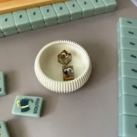 Jeu de Mahjong américain bleu clair, tuiles illustrées personnalisées mignonnes en forme de croissant de café pour jeu à domicile