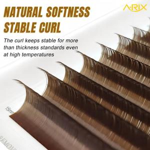 Extensiones de Pestañas A-RIX Marrón Oscuro, Suaves y Naturales de Visón, Curvatura C/D Mixta, Maquillaje, Extensiones de Pestañas Individuales Clásicas - Product Image 2