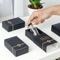 Fabricant de boîtes de rangement en papier personnalisées, boîte d'emballage de parfum de luxe noire avec logo estampé or
