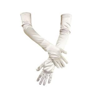 Guantes ceremoniales de terciopelo negro satinado Guantes largos de otoño e invierno para vestido de graduación de boda - Product Image 3