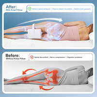 Oreiller de genou ergonomique en mousse à mémoire de forme en bambou avec sangle élastique double conception concave pour l'alignement de la colonne vertébrale Confort du sommeil (lavable)