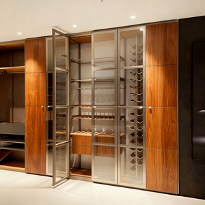 Estante de vino de puerta de cristal montado en la pared de aluminio de <span class=keywords><strong>metal</strong></span> personalizado Modular de lujo minimalista moderno para Bar Hotel casa bodega Villa - Product Image 3